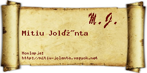 Mitiu Jolánta névjegykártya